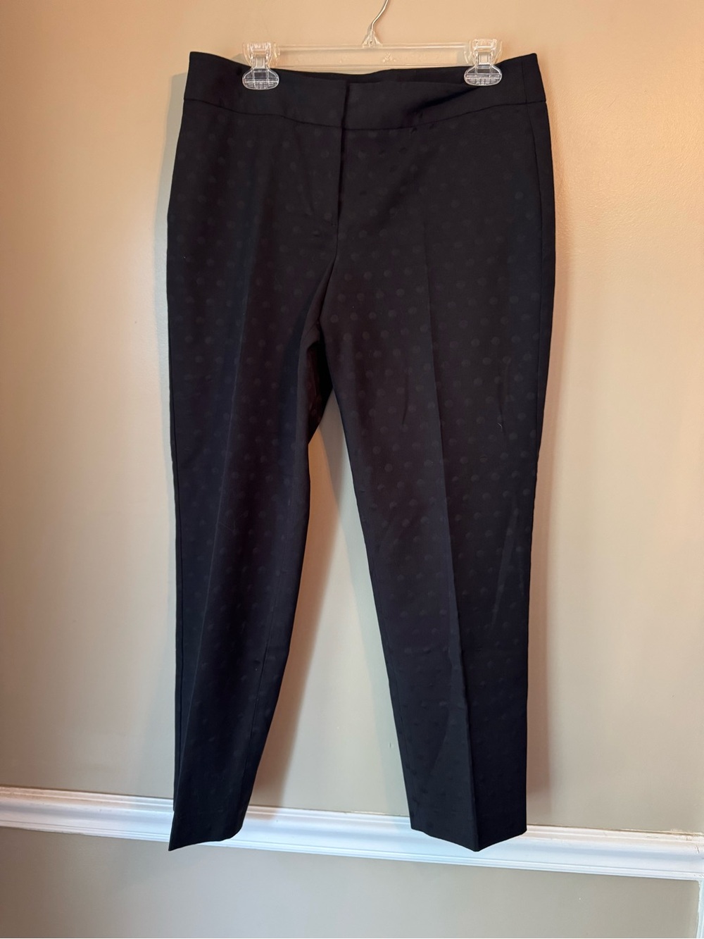 Talbots Black Cropped Dress Pants with Subtle Dotted Texture